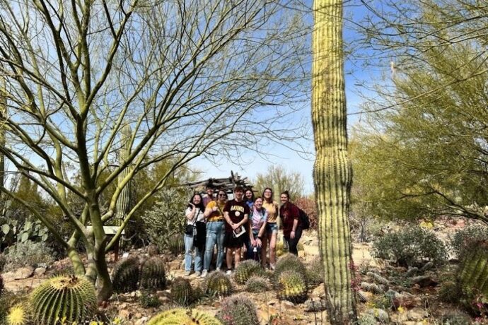 Students with Arizona Cacti